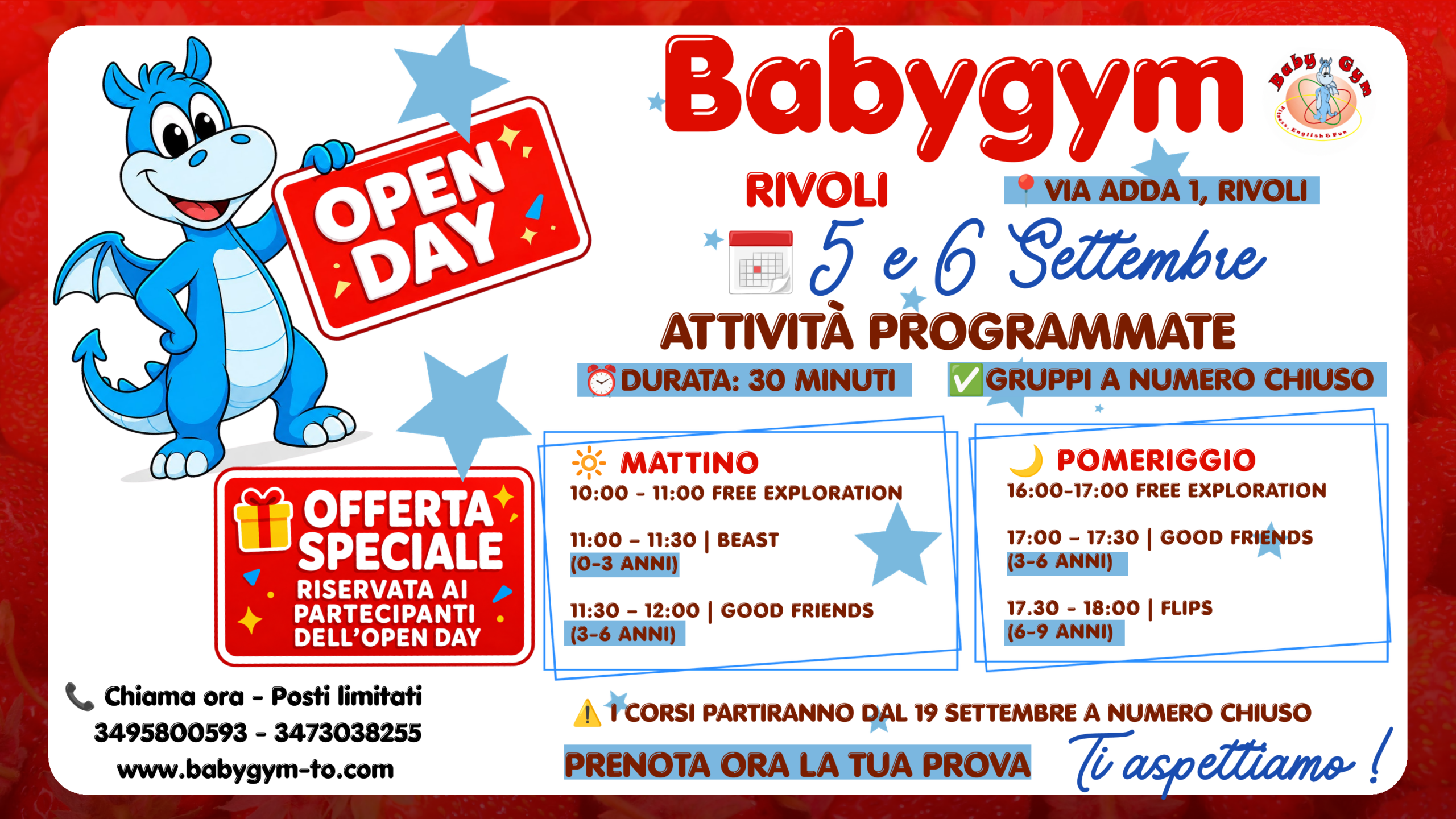 OPEN DAY Baby Gym Rivoli 5 e 6 SETTEMBRE 2026